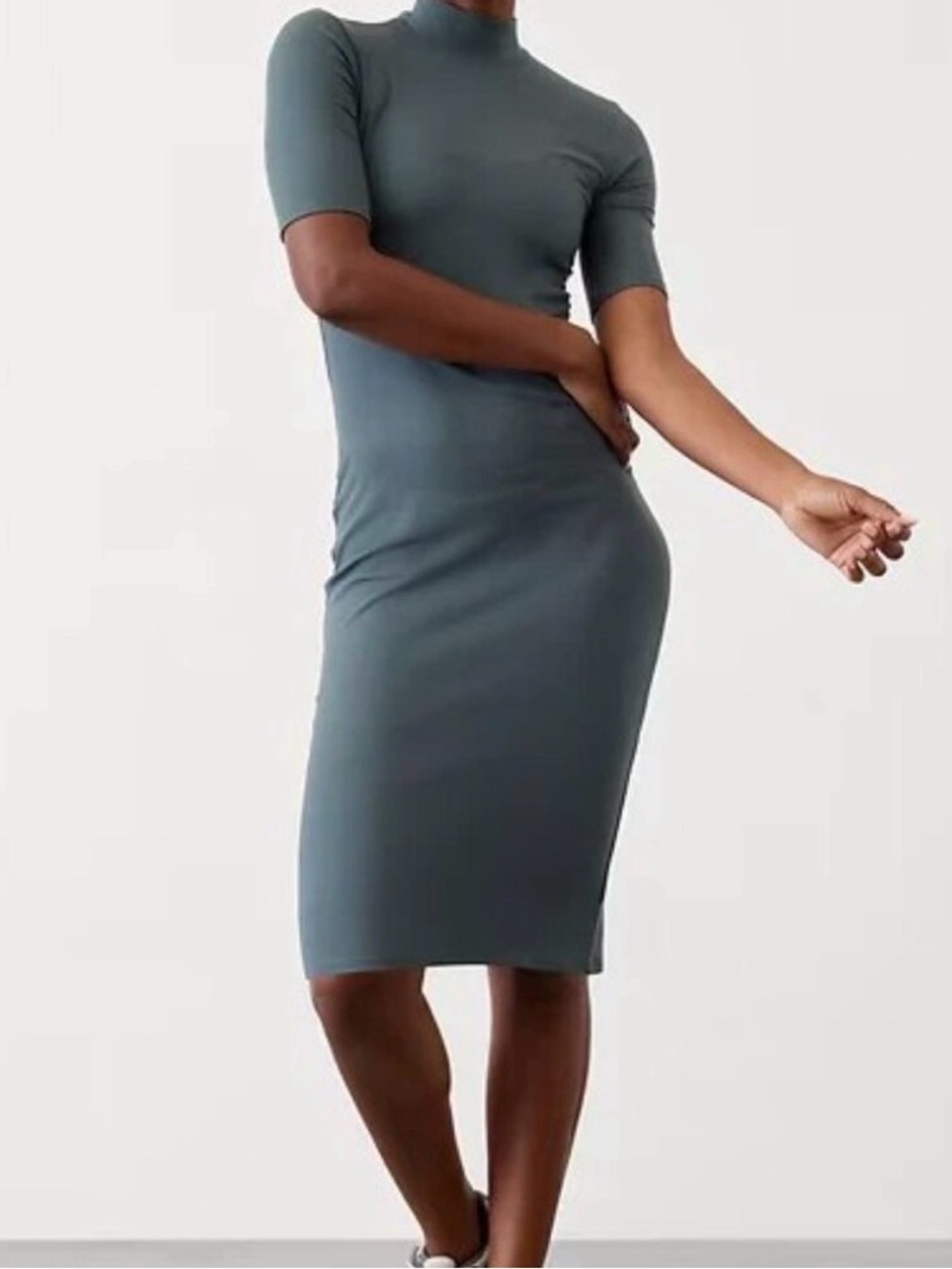Athleta Signature Rib Mock Neck Dress Size S